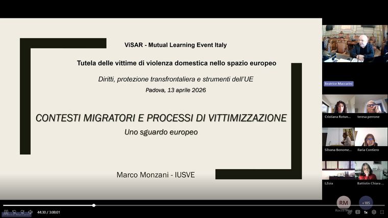 Opening slide of Prof. Marco Monzani’s presentation on migration contexts and victimisation processes